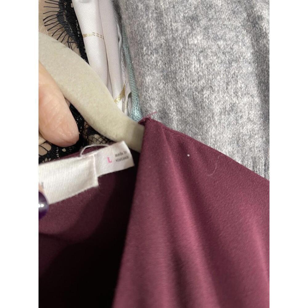 Lush Womens Burgundy Long Sleeve Wrap Dress Size Large Party Casual Lined - Picture 4 of 5